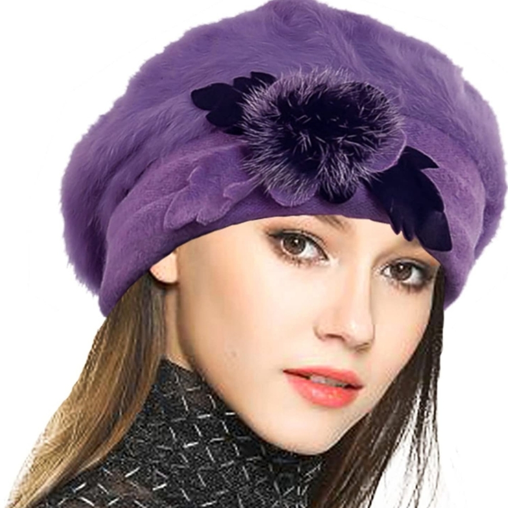 🆕️French Beret 100% Wool Floral Dress Beanie